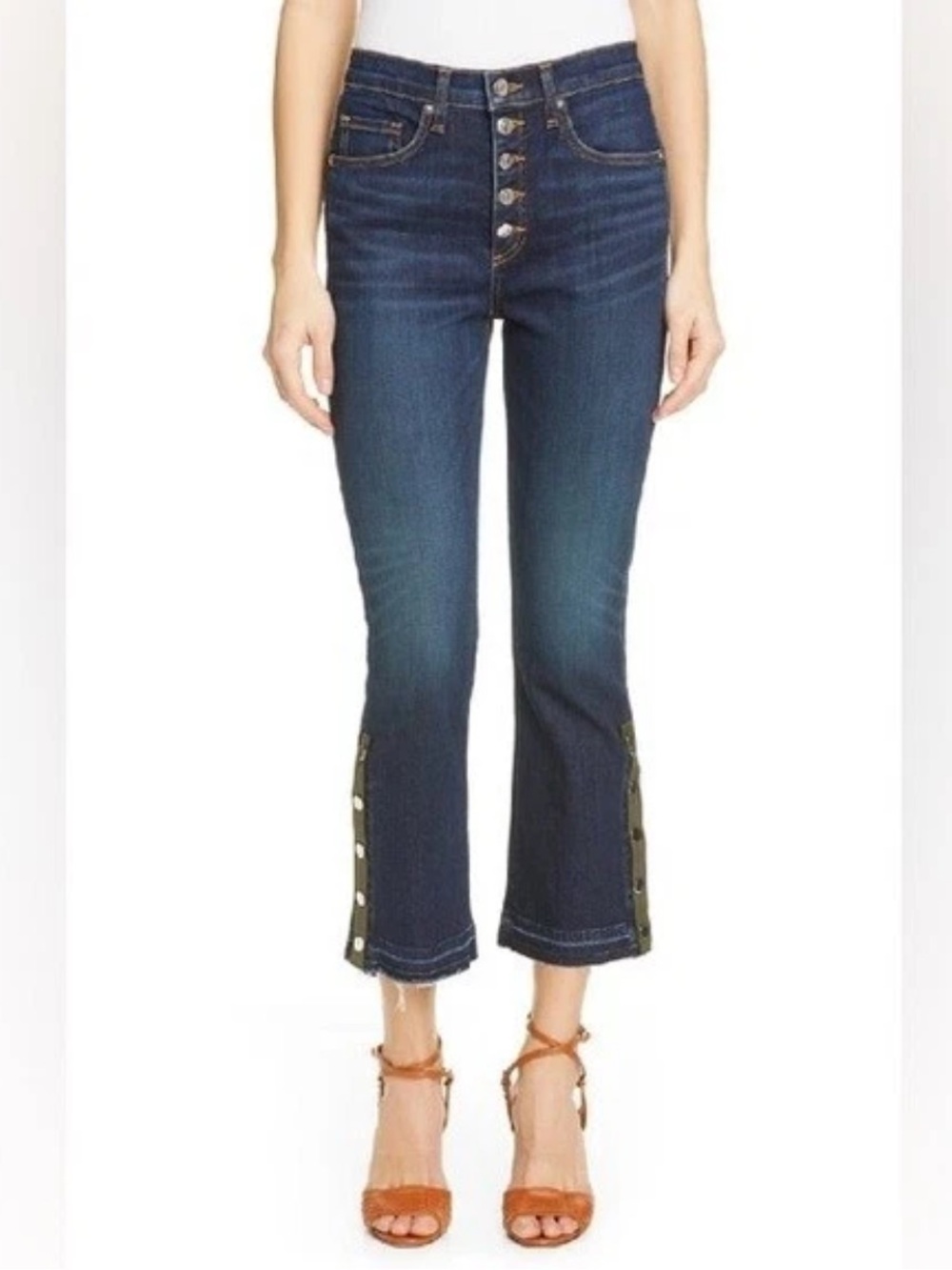 Veronica Beard Jeans Carolyn 10” Baby Boot Dark Vintage Wash Raw Hem Women sz 25